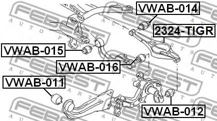 FEBEST - VWAB-011 - Сайлентблок важеля зад поздовж. AUDI A3, Q2, Q3, TT; SEAT ALHAMBRA, ALTEA, ATECA, LEON 1.0-Electric 02.03-