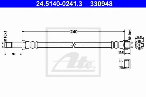 ATE - 24.5140-0241.3 - Тормозной шланг (Тормозная система)