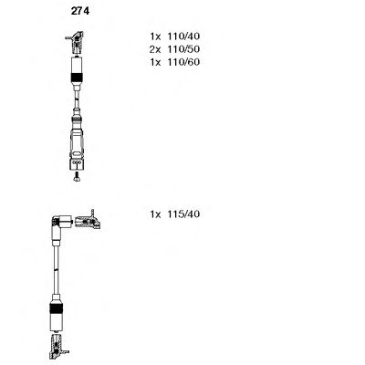BREMI - 274 - Комплект проводів AUDI 80 "1,3-2,0 "78-96