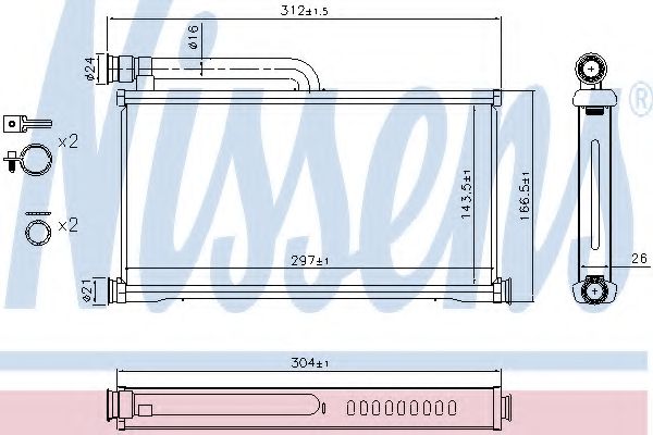 NISSENS - 70233 - Радіатор пічки Audi A6 (C6)  2.0,2.4,2.8,3.0 98-