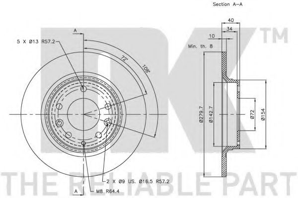 NK - 203246 - Диск гальмівний задн. Mazda 6 1.8I 16V 07-