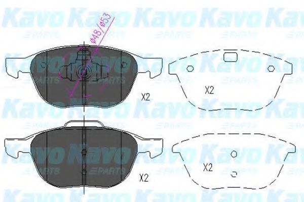KAVO PARTS - KBP-4513 - Гальмівнi колодки дисковi перед. Ford Focus II 04-/ Mazda Premacy 2.0 05-
