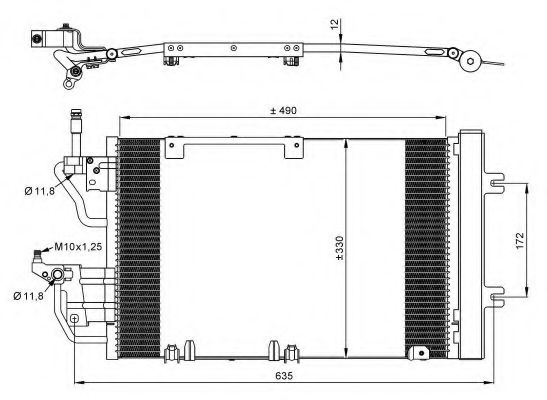 Радіатор кондиціонера  Opel Astra H,  Zafira B 1.3D-2.0  04-