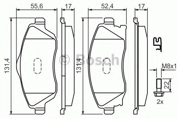 BOSCH - 0 986 424 527 - Гальмівнi колодки перед. дискові Opel Combo (Corsa)/Corsa/Corsa Van/Meriva/Tigra/Tour (Corsa)/C