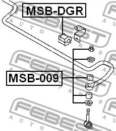 FEBEST - MSB-009 - Ø 25.5mm Втулка до тяги стабiлiзатора зад, Mitsubishi Carisma,Pajero II 1996-2006; Volvo S40,V40 1995-2004