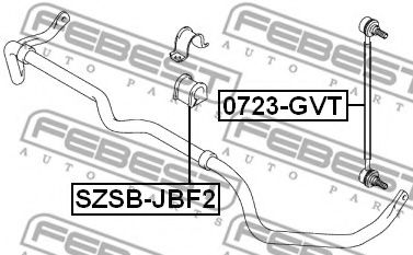 FEBEST - SZSB-JBF2 - (h 42.8mm, Ø 25.6mm) Втулка стабілізатора перед. Suzuki Grand Vitara 05-