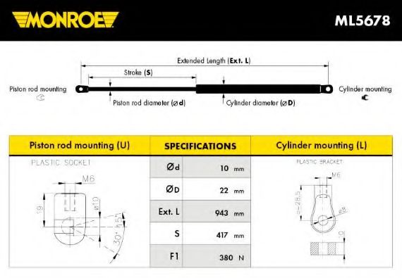 MONROE - ML5678 - Амортизатор багажника AUDI 100 (пр-во Monroe)