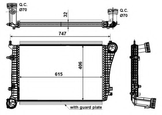 Радiатор iнтеркулера Audi A3; Skoda Octavia II, Superb II; Vw Caddy IIIi/Minivan, Eos, Golf Plus, Golf V, Jetta III, Passat, Touran 1.9D/2.0D 05.03-