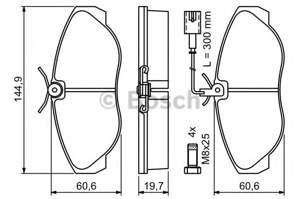 BOSCH - 0 986 424 556 - Гальмівнi колодки дисковi перед. (з датч.) Citroen Jumper 1.9D-2.8D 02.94-04.02