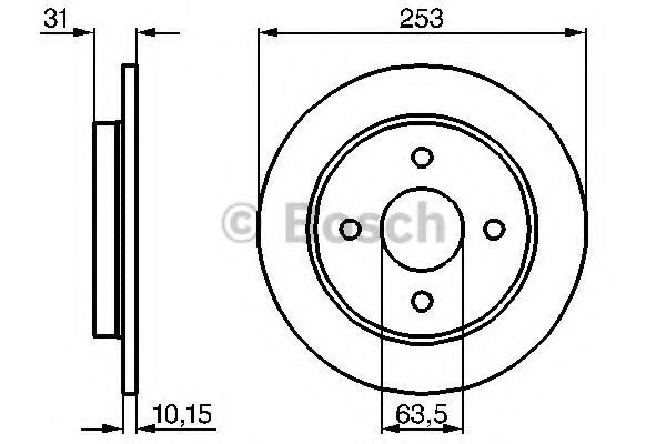 BOSCH - 0 986 478 344 - Диск гальмівний задн. Ford Sierra/Scorpio/Focus (252,5X10)