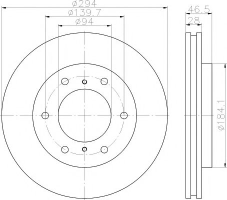 HELLA PAGID - 8DD 355 115-731 - Тормозной диск перед. L200/Pajero Sport 05- 2.4-3.5 (PRO)