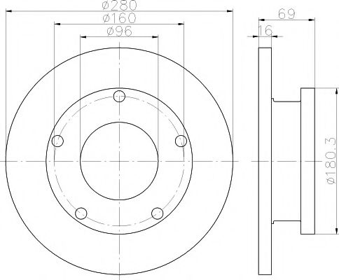 HELLA PAGID - 8DD 355 113-811 - Диск гальмівний перед. Ford Mondeo/Galaxy /S-Max 1.6-2.5  07-