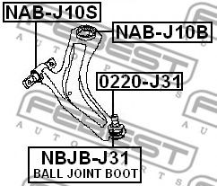 FEBEST - NAB-J10S - С/блок переднього важеля перед. Nissan Qashqai, X-Trail 02.07-; Renault Koleos 08-