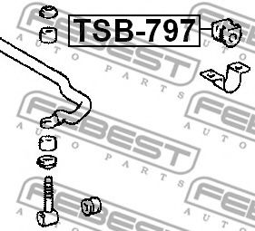 FEBEST - TSB-797 - Втулка стабілізатора пер. (d=27.5) Toyota Land Cruiser 100 4.2TD 98-07