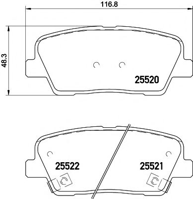 TEXTAR - 2552001 - Гальмівні колодки дискові зад.Hyundai Santa Fe 2.2 CRDi 12-