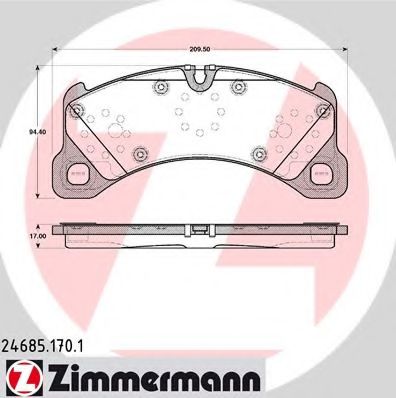 ZIMMERMANN - 24685.170.1 - Гальмівні колодки дискові перед. Porsche Cayenne 3.0D/3.6 06.10-