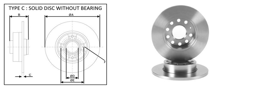 APLUS - 61291AP - (260mm) Диск гальмівний зад. Skoda Octavia 04-/Caddy 04-/Golf 03-/Jetta 05-/Touran 03-