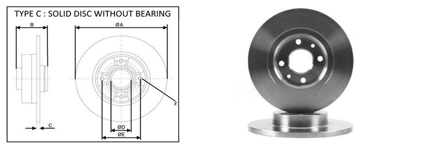 Диск гальмівний Fiat 500 2009-
