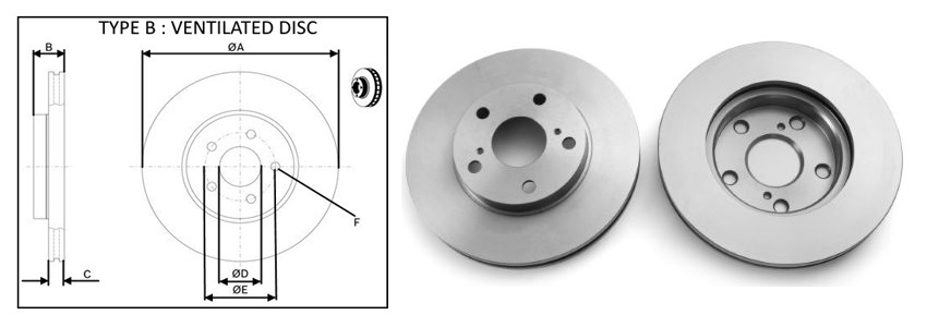 Диск гальмівний перед. Toyota Auris 1.4TDI 06.10-, Corolla (SED) (JP) 1.4TDI 06.11-
