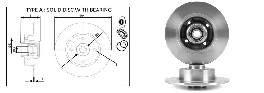 Диск гальмівний задній (з підшипником) Renault Clio 08-/Megane II/Modus 11.02-