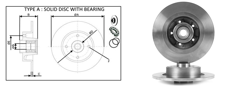 Диск гальмівний задній (з підшипником) Renault Grand Scenic II 06->