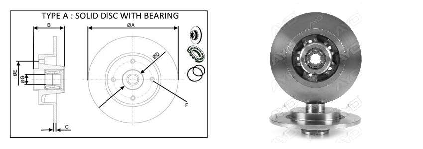 Диск гальмівний задній (з підшипником) 275Х11 Renault Kangoo 08- (+ ABS)
