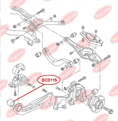 BCGUMA - BC0115 - С/блок зад.продольного важеля Audi A3 03-/Seat Altea,XL;Toledo III/Leon 05-/Skoda Octavia 04-/VW:Golf V,JettaIII Passat 05-