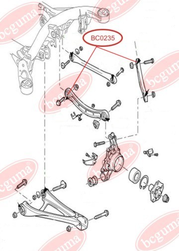 BCGUMA - BC0235 - С/блок внутр. (40x12x44) важеля зад. попереч. верх. Audi - Q7 (4L) - 3.6 FSI 06-