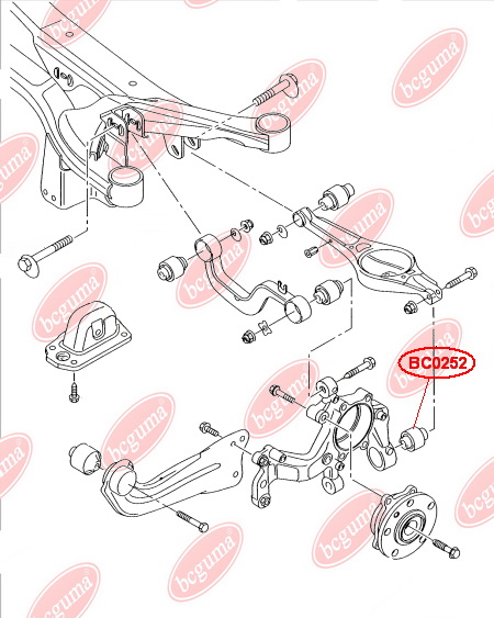 BCGUMA - BC0252 - Сайлентблок заднього важеля (до цапфи) Audi/Seat/VW Golf V