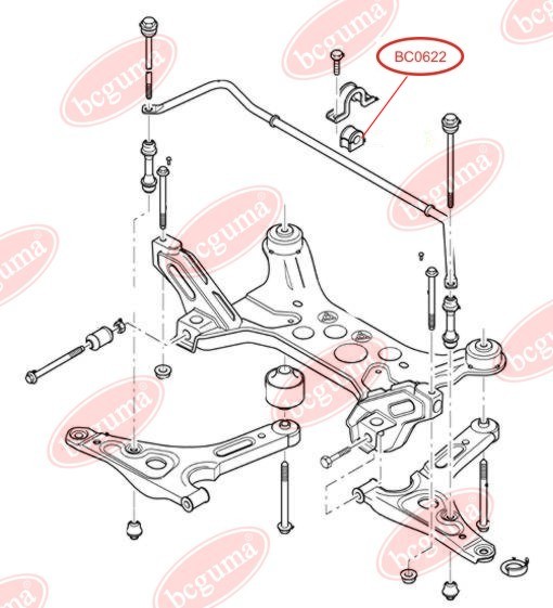 BCGUMA - BC0622 - (Ø 23mm) Втулка серед. стабiлiзатора перед. Ford Transit 01-