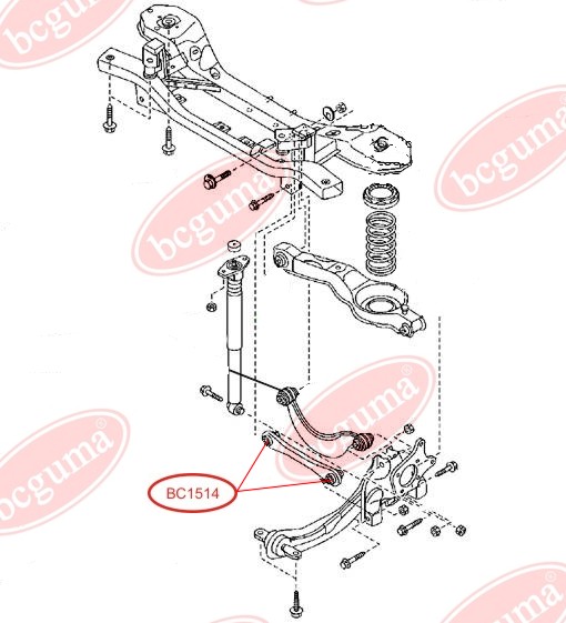 BCGUMA - BC1514 - Сайлентблок задн. важеля Ford Focus 98-  , C-Max 07- /Mazda 3, 5 /Volvo C30, C70, V50