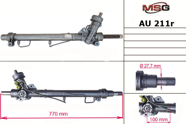 MSG - AU211R - Рулевая рейка с ГУР восстановленная AUDI A4 (8D2, B5) 94-00;SKODA SUPERB (3U4) 01-08