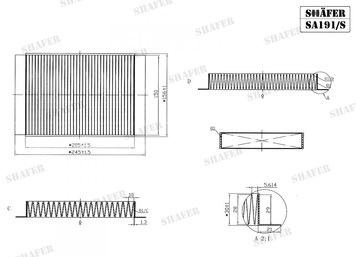 SHAFER - SA191/S - Фільтр салону Citroen C3 1.4 09-/Peugeot 207 06-