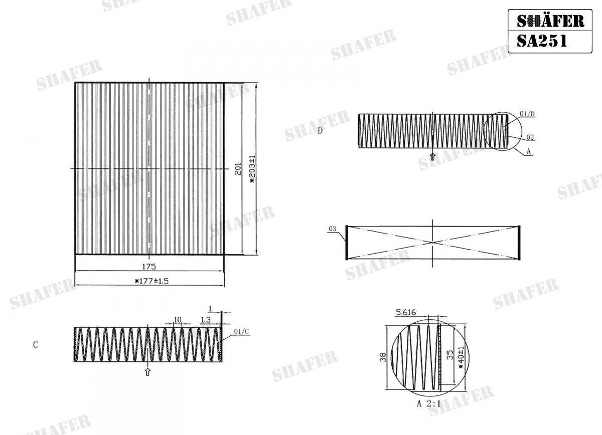 Фільтр салону Mitsubishi Colt 06- Smart Forfour (454) 04-, Roadster 03-