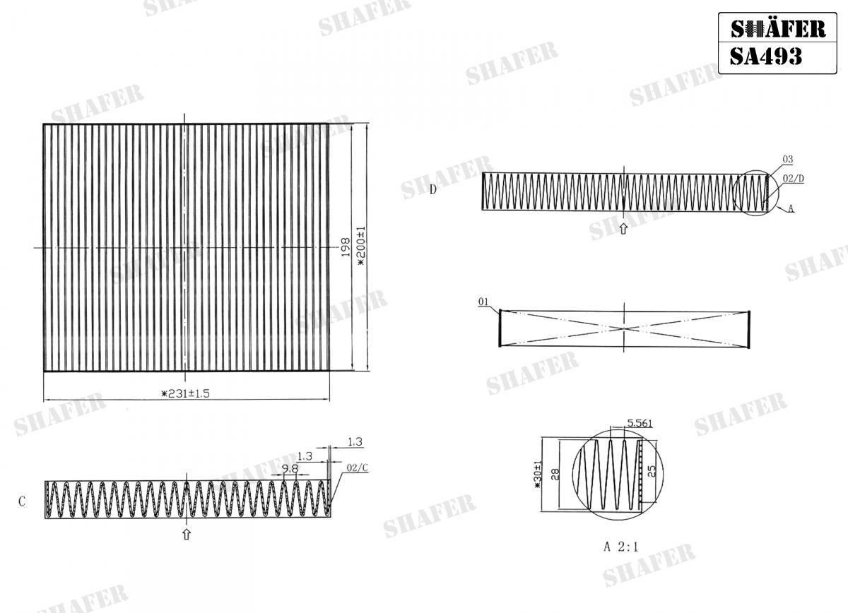 SHAFER - SA493 - Фільтр салону Nissan Gt-R 3.8 V6 02.09-// Infinity EX, FX, G 3.0D/3.7/5.0 10.08
