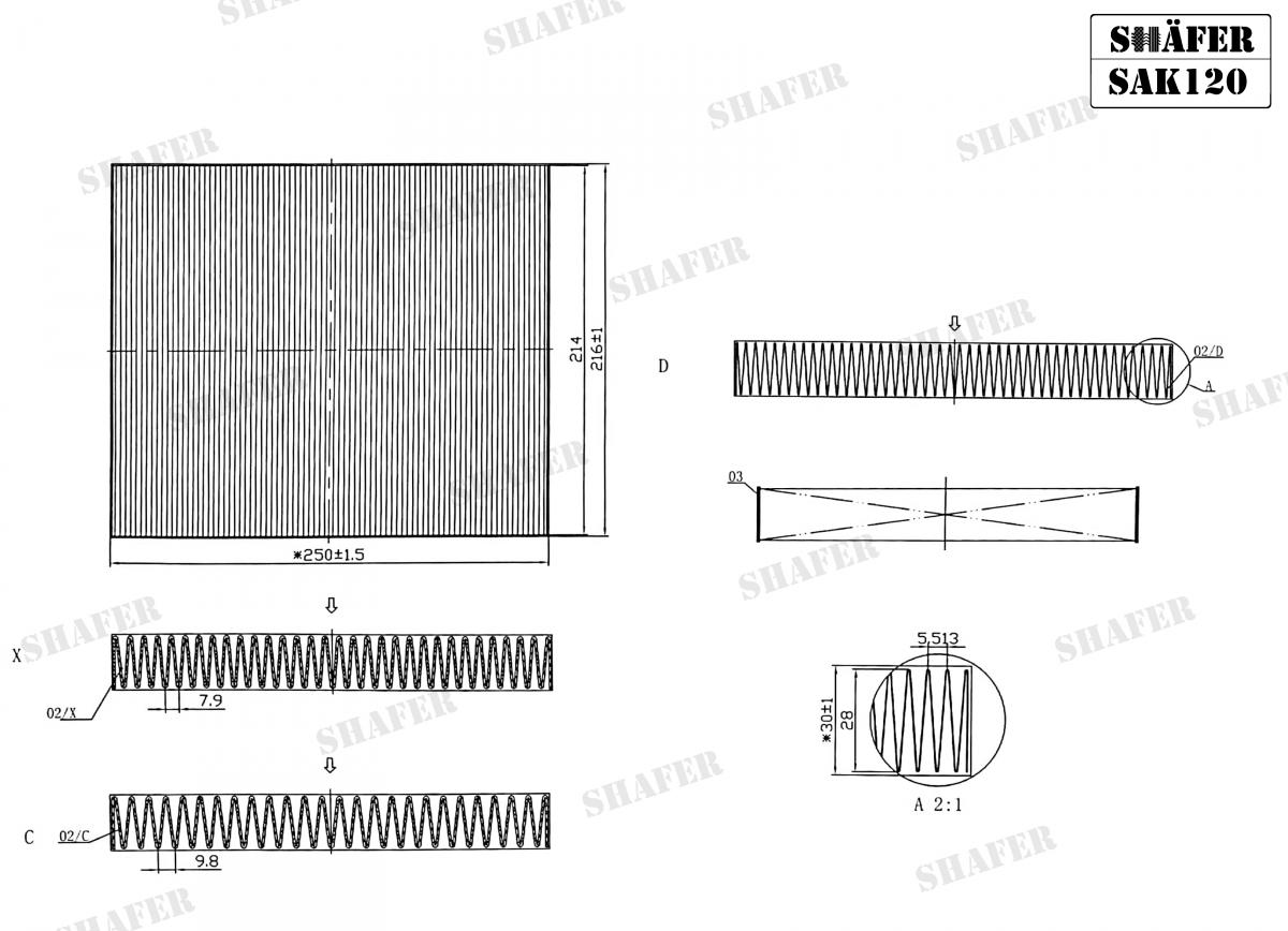 SHAFER - SAK120 - Фільтр салона вугільний VAG A2/Ibiza IV/V/Fabia/Roomster/Polo 1.2/1.2Tdi/1.4Tdi1.4 16V/1.9Tdi 00-