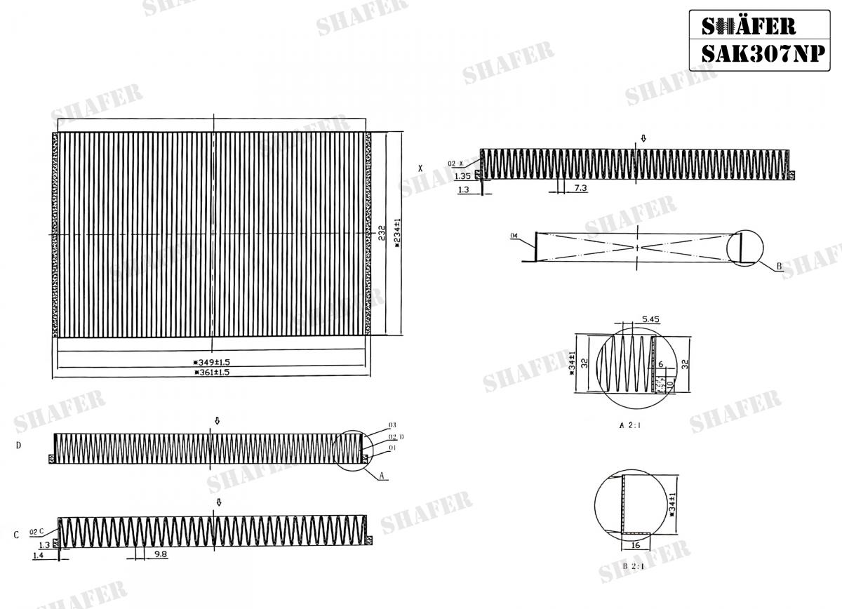 SHAFER - SAK307NP - Фільтр салону вугільний DB Sprinter 6/06- /VW Crafter 4/06 - (без пластикових бокових вставок)
