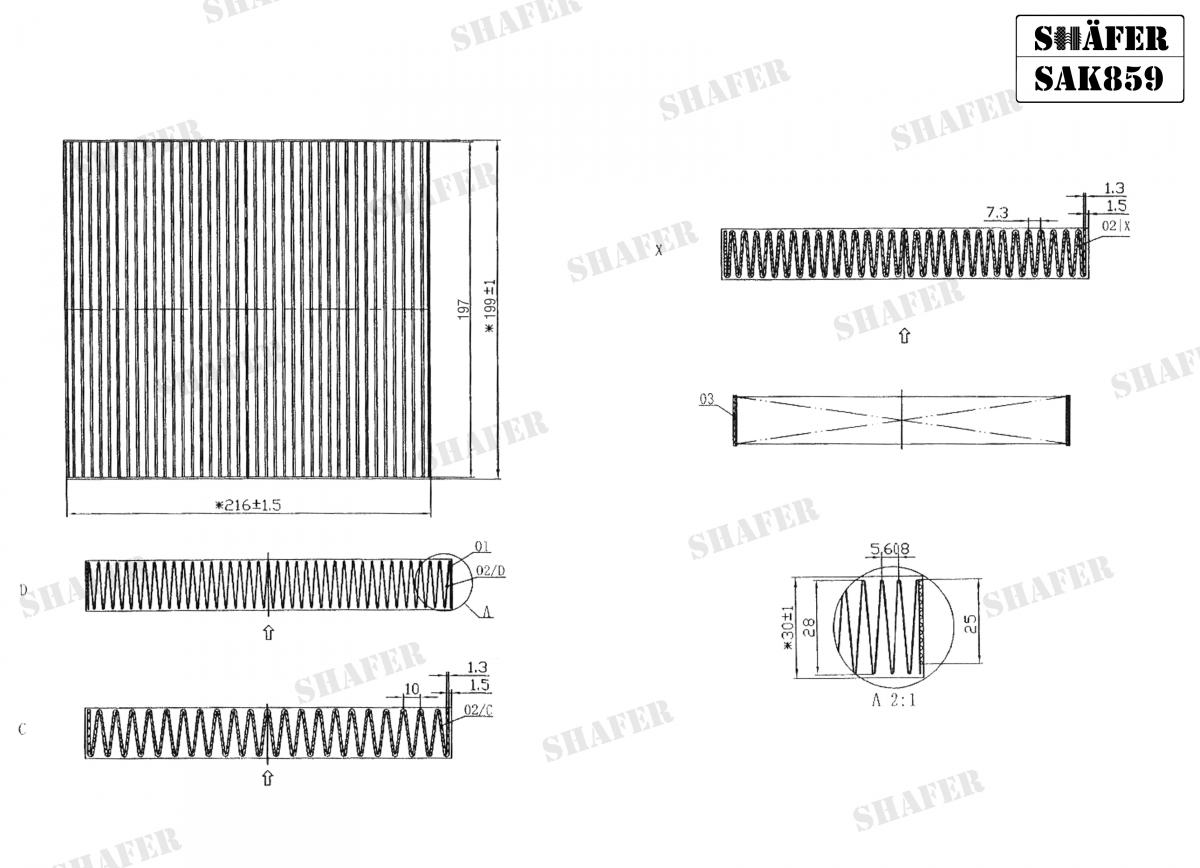 SHAFER - SAK859 - Фільтр салону (вугільний) Ford Transit/Tourneo 2.2TDCi/2.3 16V/2.4TDCi 06-