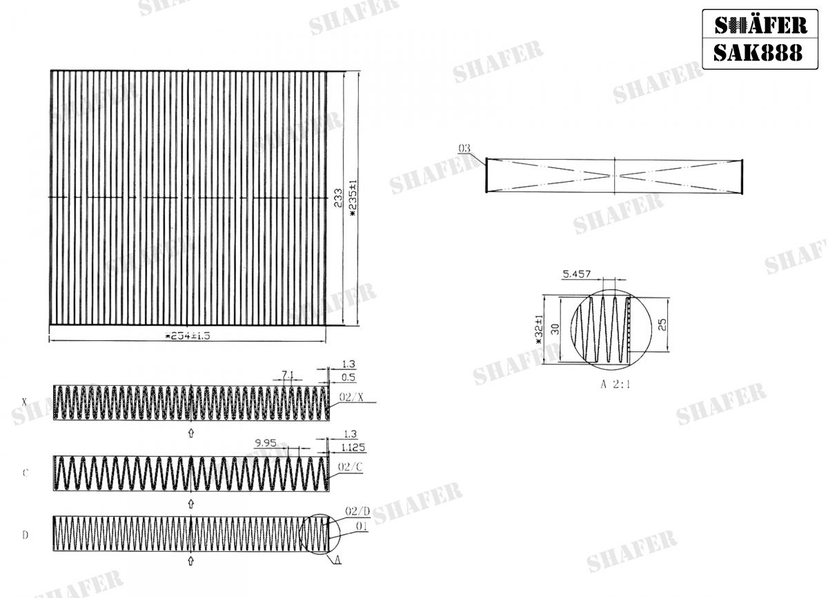 SHAFER - SAK888 - Фільтр салона вугільний Audi A3 1.2-1.8TFSI/2.0TDI 12- Skoda Octavia 1.2-1.8TSI 12- VW Golf VII 1.2-1.4TSI 1.6-2.0TDI 12-