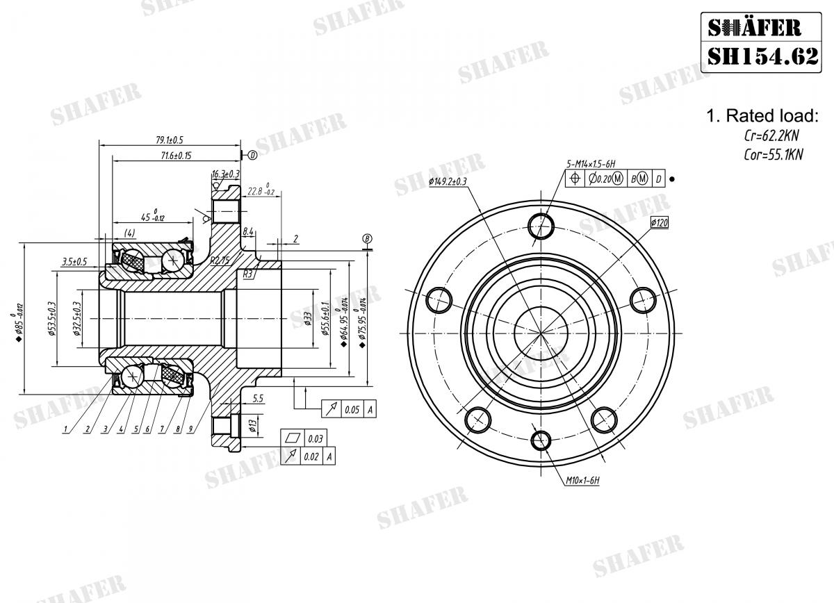 Пiдшипник ступицi пер./зад. VW Touareg 2.5 R5 Tdi 03-10/ T5 1.9Tdi-3.2 V6 03-