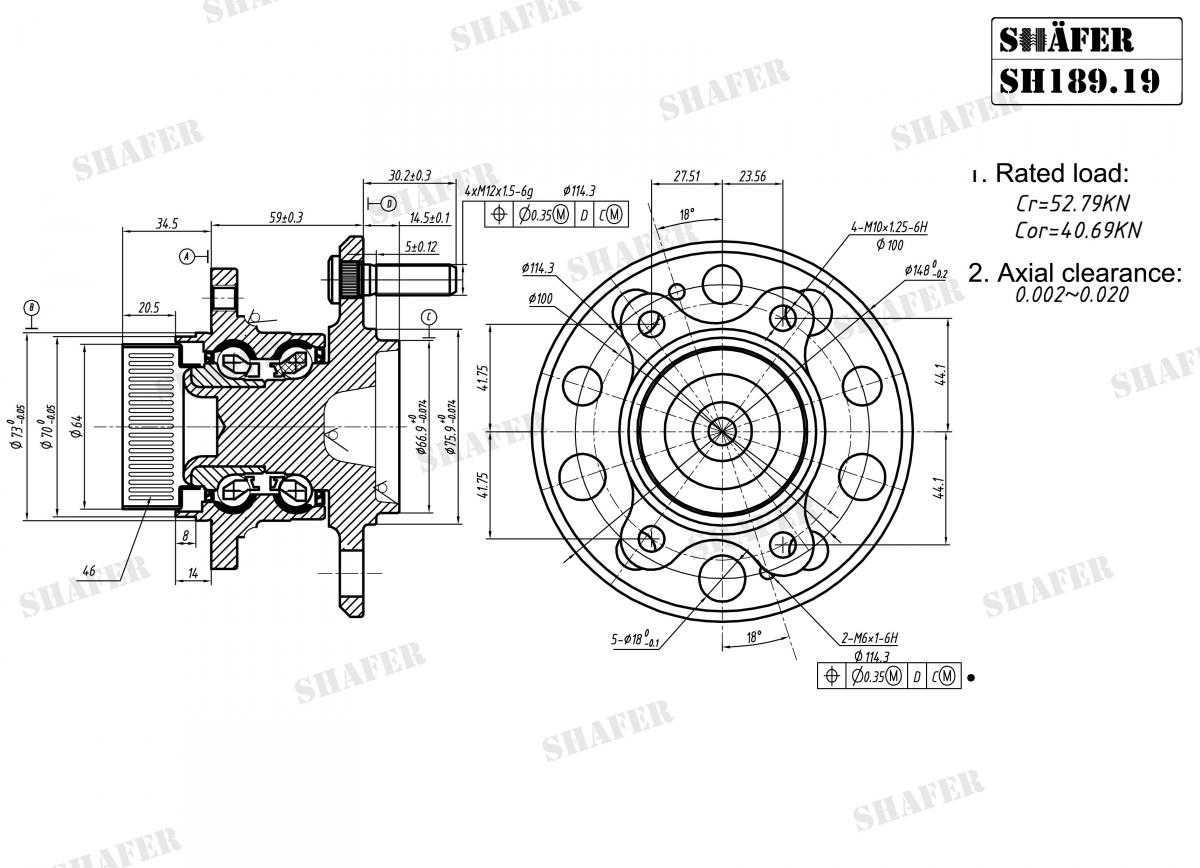 Пiдшипник ступиці зад. 2WD Hyundai I40 11-, IX35 10-// Kia Optima 12-, Sportage 10-