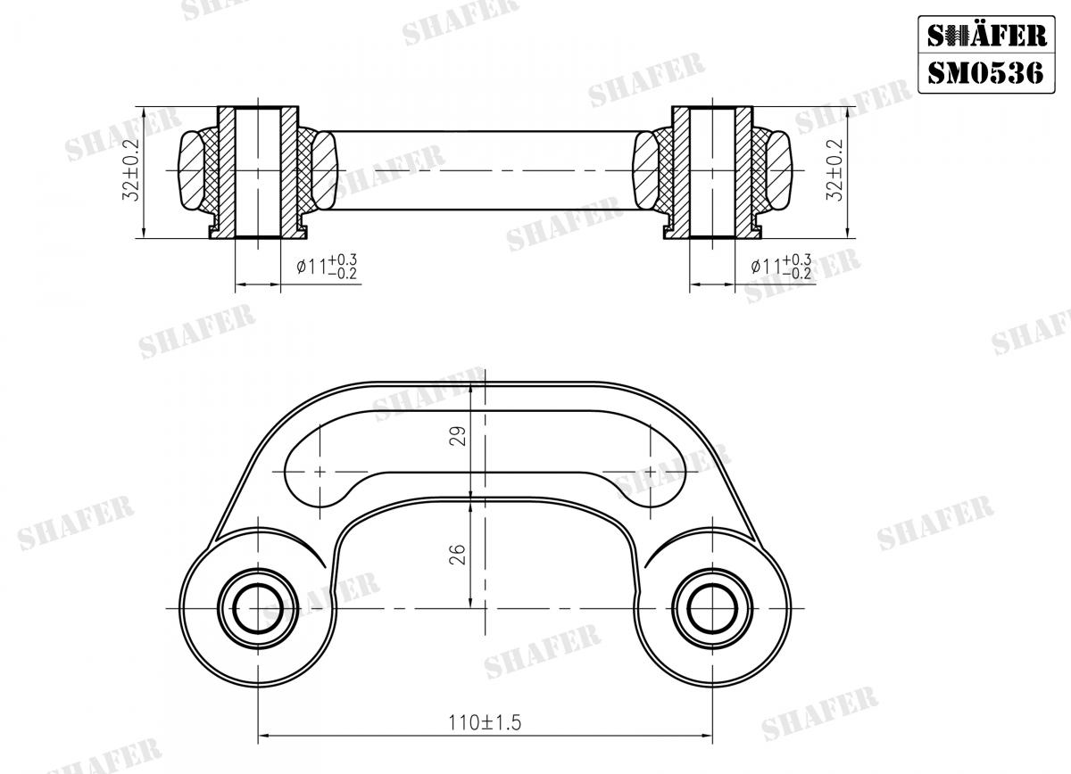 SHAFER - SM0536 - Тяга стабiлiзатора перед. Audi A6, A6 Allroad, A8 2.0-6.0 10.02-08.11