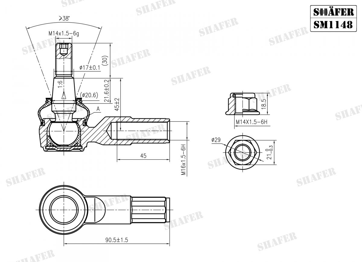SHAFER - SM1148 - Накiнечник кермової тяги прав./лiв. MB Sprinter VW Crafter 06/06-