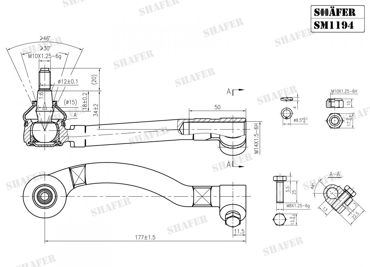 SHAFER - SM1194 - Наконечник кермової тяги прав. Renault Laguna 93-01