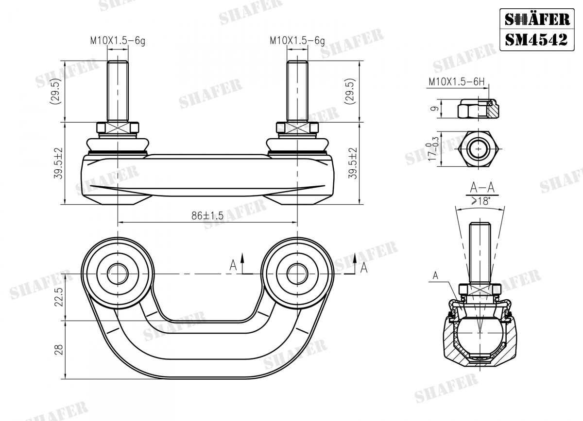 SHAFER - SM4542 - Тяга стабілізатора лів/прав Audi A4/A8 2.5D-6.0 03.94-08.05