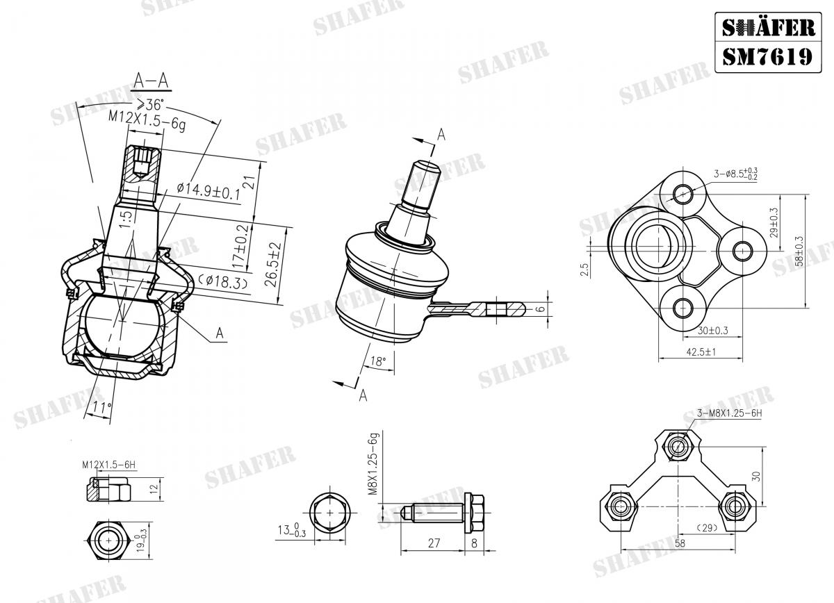 Кульова опора ліва Audi A3; Seat Leon, Toledo II; Skoda Octavia I; VW Bora, Golf IV, New Beetle 1.4-2.8 09.96-12.10