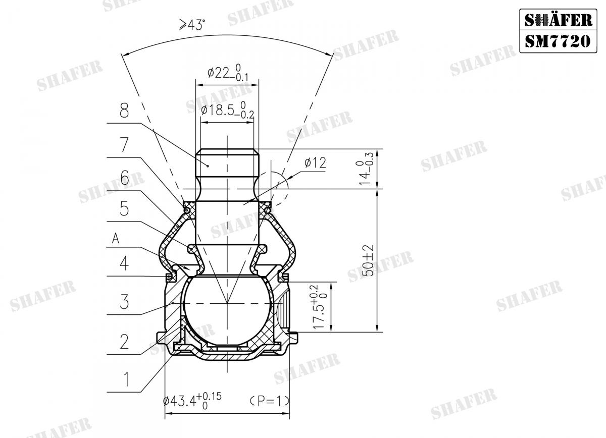 SHAFER - SM7720 - Кульова опора нижня лів/прав Renault Master 98-