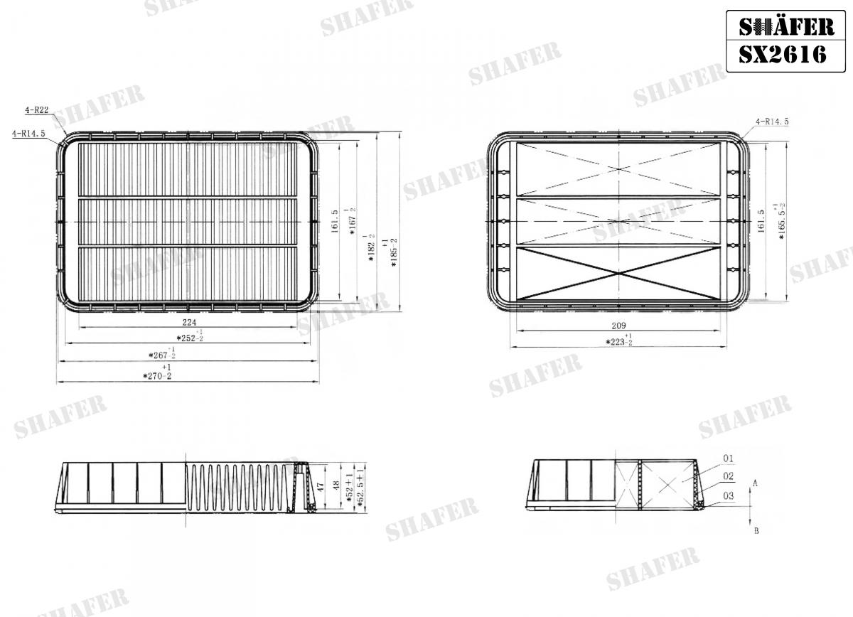 SHAFER - SX2616 - Фiльтр повiтряний Mitsubishi Lancer X 08-/Outlander XL 07-/Citroen C4 2.0 11-